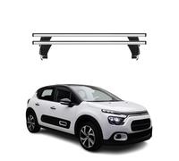 Menabo Baca básica compatible con Citroën C3 mk4/e-C3 2024-2025, aluminio, 50 kg, color negro, 2 piezas, sin barra, para portabicicletas, cajas de techo, portaesquís, con cerradura