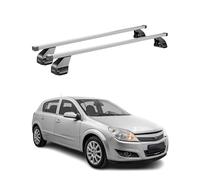 Menabo - Baca básica compatible con Opel Astra H 2004 - 2010, acero, 75 kg, plata, 2 piezas, puntos de fijación para portabicicletas, cajas de techo, portaesquís, con cerradura