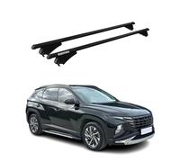 Menabo - Barras portaequipajes básicas compatibles con Hyundai Tucson MK4 2022-2026, aluminio, 75 kg, color negro, 2 piezas, rieles cerrados para portabicicletas, cajas de techo, portaesquís, con