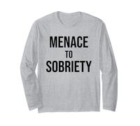 Menace to Sobriety Anniversary Mens Womens Sober AA Recovery Manga Larga