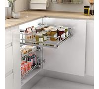 Menage Confort Bandeja Extraíble con Asa Ergonómica para Mueble de Cocina - Almacenaje de Cocina, Metálico con Recubrimiento Cromado, 450mm, 412-418mm de Ancho x 137mm de Alto x 476mm de Profundo