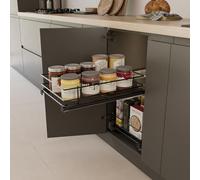 Menage Confort Bandeja Extraíble para Mueble de Cocina, Acero Antracita, Ancho 262-268 mm, con Guías de Extracción Total y Cierre Amortiguado