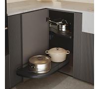 Menage Confort- Bandejas deslizantes para rinconera de Cocina- para Ancho de Puerta 500mm y Mano Derecha- Acero Antracita/Melamina Antracita