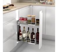Menage Confort- Botellero guías Laterales para Mueble de Ancho Exterior 150mm - Acero Cromo/Melamina Blanca