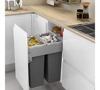 Menage Confort Cubo de Basura Frontal Integrado con 2 contenedores de 35L para Mueble de Cocina, Ancho 412-418 mm