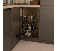 Menage Confort Kit de 2 bandejas giratorias 180º de Rejilla para Mueble de Cocina rinconero - Mueble esquinero de Cocina - Ancho Puerta 500mm / Alto Producto 630-730mm, Acero Antracita
