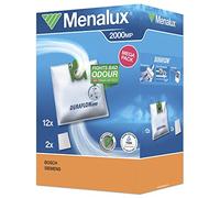 Menalux 12 bolsas de vacío de 2000 MP (bolsas de polvo sintéticas, alta potencia de succión y filtración, cierre higiénico, antiolor, neutraliza los olores, resistente al desgarro, +50% de vida útil,