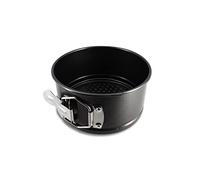 MENASTYL - Molde con bisagra de 14 cm - 6020757, ideal para tartas redondas de fácil desmoldeo con fondo extraíble - Molde desmontable de acero al carbono antiadherente negro