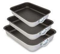 Menax - Set 3 Rustideras Antiadherentes de Horno - Bandejas para Asar y Hornear - Fuentes Universales para Cocina y Horno - Recubrimiento Antiadherente - 3 Tamaños