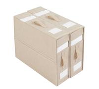 MENAYODA Organizador de sábanas con asa, almacenamiento de sábanas, fundas de cama, ropa de cama, caja de almacenamiento, organizador de armario (2 unidades, beige)