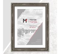 Mende Frames Marco de fotos antiguo, 42 x 60 cm, DIN A2, color: plata, marco de fotos de madera, marco de fotos, marco barroco plateado, fabricado en Alemania I V450