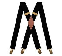 MENDENG Tirantes para hombre, ganchos giratorios de alta resistencia, retro, con espalda en X, B/Negro/Clips, talla única
