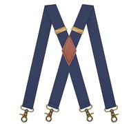 MENDENG Tirantes para hombre, ganchos giratorios resistentes, soporte ajustable retro con espalda en X, A/Denim Blue/Snap Hooks, talla única
