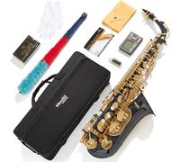 Mendini by Cecilio - Saxofón alto en mi bemol con afinador, estuche, boquilla, 10 cañas y libro de música