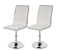 Mendler 2 x Silla de Comedor Dieburg, Silla Silla reclinable, Altura Regulable Giratorio, Piel sintética ~ Color Blanco
