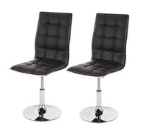 Mendler 2 x Silla de comedor HWC de C41, silla silla reclinable, altura regulable giratorio, piel sintética ~ marrón