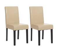 Mendler 2 x Silla de Comedor Silla Silla reclinable Littau ~ Piel, Color Crema, Patas oscuras