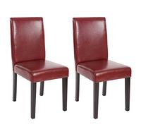 Mendler 2 x Silla de Comedor Silla Silla reclinable Littau ~ Piel sintética, Rojo y marrón, Patas oscuras