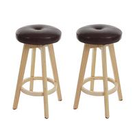 Mendler 2 x Taburete de Bar navan, Silla de Comptoir, Madera, sintética, Giratorio ~ Burdeos, Patas claras