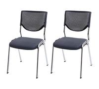 Mendler 2X - Silla visitadora T401, apilable, tejido y textil, asiento gris oscuro, patas cromadas