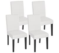 Mendler 4 x Silla de Comedor Silla Silla reclinable Littau ~ de Piel sintética, Color Blanco Mate, Patas oscuras