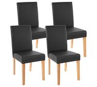 Mendler 4 x Silla de Comedor Silla Silla reclinable Littau ~ Piel sintética, Negro Mate, Patas Claro