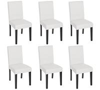 Mendler 6 x Silla de Comedor Silla Silla reclinable Littau ~ de Piel sintética, Color Blanco Mate, Patas oscuras