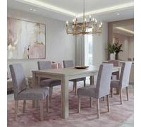 Mendler 6 x Silla de Estar Littau ~ Tejido Gris, Patas: Estructura Roble