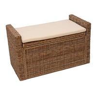 Mendler Asiento Banco Asiento Taburete M92 de ratán con Espacio y cojín 88 cm ~ Kubu Gris