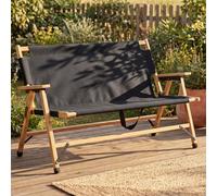 Mendler Banco de camping de bambú HWC-Q40, banco de picnic para exteriores, banco de jardín, plegable asa de tela/tela, 117 cm - negro