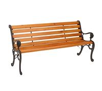 Mendler Banco de jardín HWC-O25, banco de madera de parque, banco de 3 plazas, hierro fundido madera de pino, 164 cm - teca