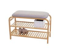 Mendler Banco zapatero HWC-F72 asiento acolchado 30x70x50cm madera bambú