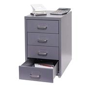 Mendler Boston T851 - Cajonera con ruedas (acero, 48 x 28 x 41 cm, 4 cajones), color gris oscuro