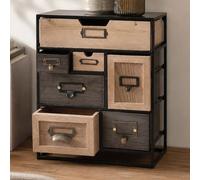 Mendler Cómoda de mesa HWC-Q80, 48 x 36 x 18 cm | Cajonera de metal de madera, estilo vintage, estilo Shabby