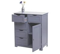 Mendler Cómoda HWC-B65, armario con cajones, 5 cajones y 1 puerta, 80 x 70 x 35 cm, color gris
