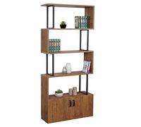 Mendler estante HWC de A27, estantería de biombos Salón Estantería, compartimento con puerta 183 x 80 cm 3d aspecto de estructura de roble salvaje