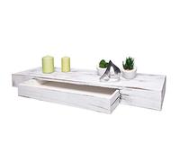 Mendler Estantería de pared HWC-H37, estante flotante de pared, estante colgante, cajón de madera maciza, 8 x 80 x 25 cm, color blanco, Shabby