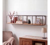 Mendler Estantería de pared HWC-Q81, estante colgante de madera, estantería flotante, madera de abeto industrial Shabby y metal, 21 x 104 x 18 cm