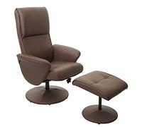 Mendler Helsinki - Sillón de relax con taburete (piel sintética), color marrón