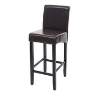 Mendler HWC-C33, Taburete de Bar taburete para mostrador, madera - marrón, patas oscuras, piel