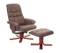 Mendler HWC-E30 - Sillón de relax con taburete, certificado FSC, ante sintético, color marrón