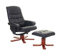 Mendler HWC-E30 - Sillón de relax con taburete, piel sintética, color negro