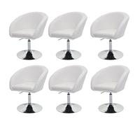 Mendler HWC-F19 - Juego de 6 sillas de comedor giratorias, altura regulable, tela/textil, color crema y blanco