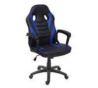 Mendler HWC-F59 - Silla de oficina giratoria (piel sintética), color negro y azul