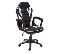 Mendler HWC-F59 - Silla de oficina giratoria (piel sintética), color negro y blanco