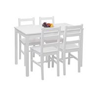 Mendler HWC-F77 - Juego de comedor (madera, 110 cm), color blanco
