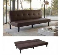 Mendler HWC-G11 - Sofá cama de 3 plazas, 195 cm, piel sintética, color marrón