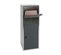 Mendler HWC-G80 - Caja para Paquetes (Acero Inoxidable), Color Gris | Caja de paquetes, buzón de pie, buzón de paquetes, tamaño XL
