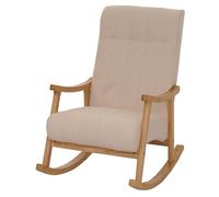 Mendler HWC-K10 Bouclé - Mecedora (estructura natural), color beige | Sillón de relax FSC®, tela/textil, bouclé (450 g/m²), madera