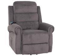 Mendler HWC-K63 - Silla de relajación, función alargada, ayuda de elevación, masaje, función calefactora, tela (220 g/m²), pana, gris oscuro